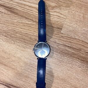 Michael Kors Navy Leather Strap Watch